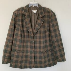 Talbots Green and Brown Plaid Blazer